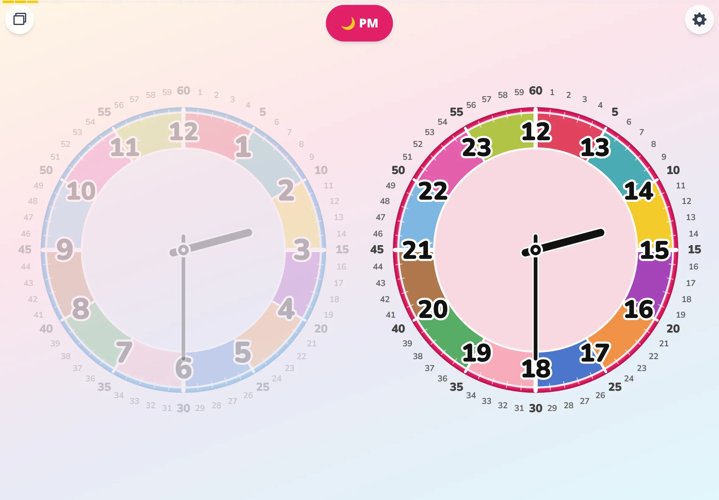 Futatoki the Learning Clock App — illustration paired with a sample newsletter blurb (thumbnail for the Handout materials).